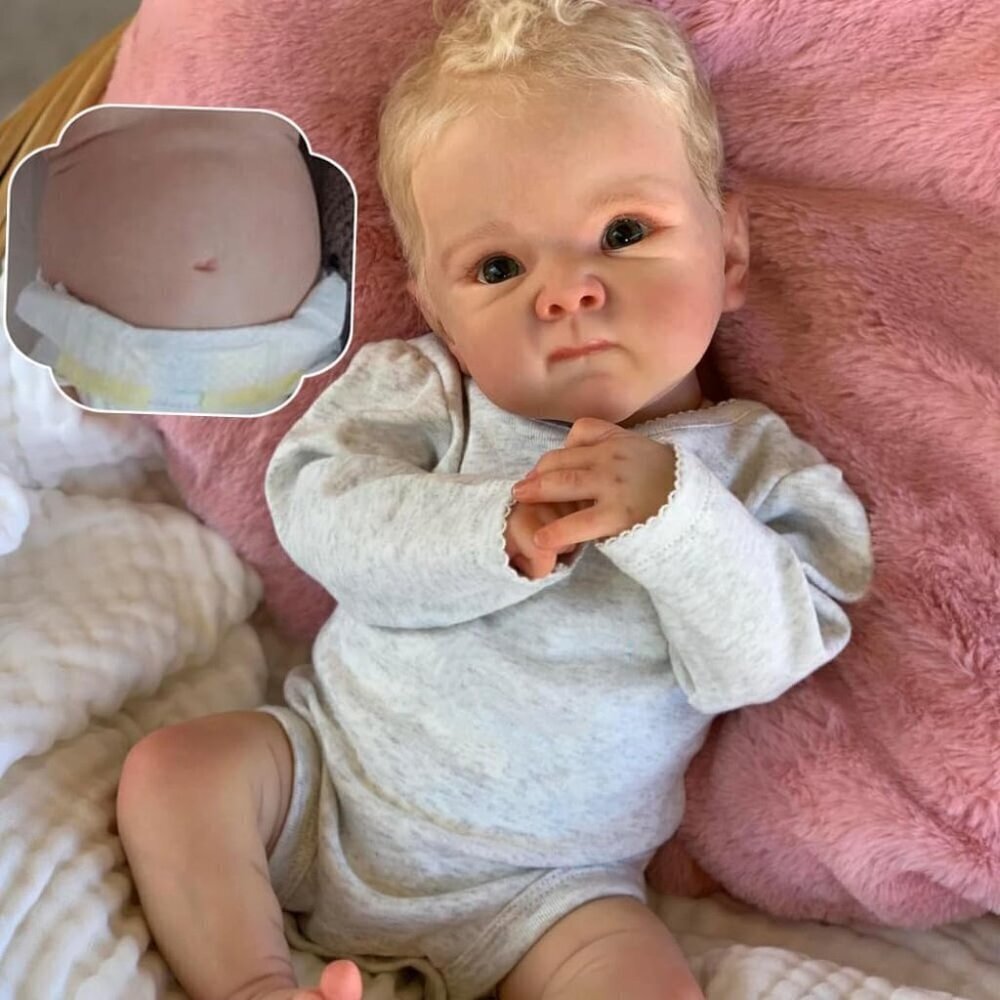 🆕 Rxdoll Reborn Baby Boy Grey Silicone Full Body Vinyl Realistic Blonde Hair